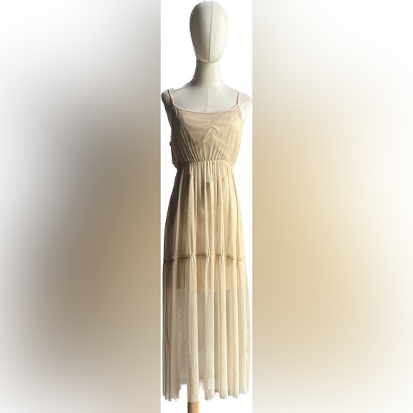 LUNA CHIX DESIGNED IN L.A NWT METALLIC SHIMMER MIDI DRESS - Picture 2 of 9